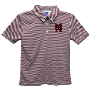 Mississippi State Bulldogs Embroidered Maroon Stripe Polo