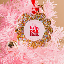 Scalloped Round Picture Frame Ornament-Gold Glitter