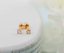 Kids 14K Gold Clear CZ Earrings