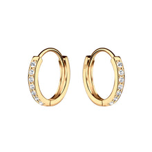 14K Gold-Plated Huggie CZ Hoop Earrings Kids, Girls, Women