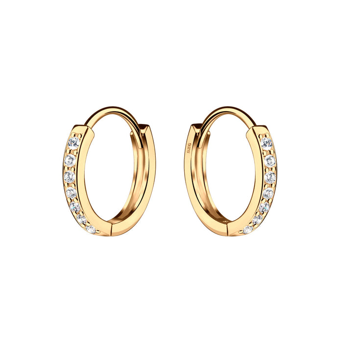 14K Gold-Plated Huggie CZ Hoop Earrings Kids, Girls, Women