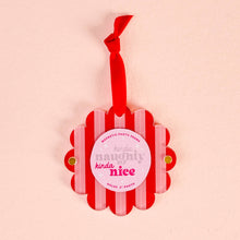 Scalloped Round Picture Frame Ornament-Peppermint Stripes