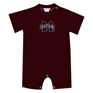 Mississippi State Bulldogs Embroidered Maroon Boys Romper