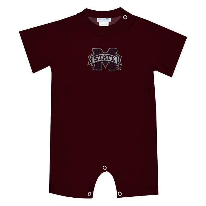 Mississippi State Bulldogs Embroidered Maroon Boys Romper