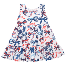 Girls Kelsey Dress Red White & Bows
