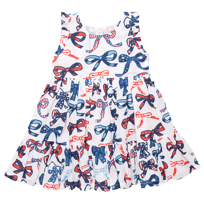 Girls Kelsey Dress Red White & Bows