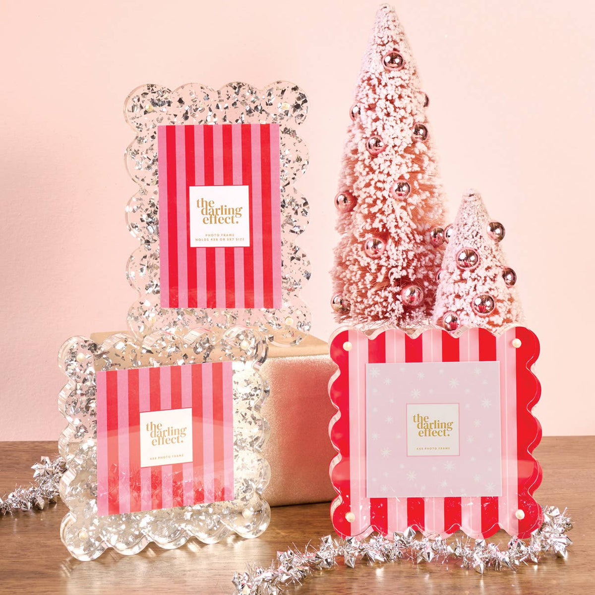 Square Scalloped Acrylic Frame-Peppermint Stripes – Over The Moon