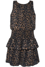 LEOPARD PRINT DRESS WITH SMOCKED YOKE