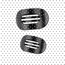 Black Polka Dot Party Medium Flat Round Hair Clip