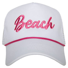 Beach Cursive Trucker Cap with Rope
