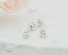 Sterling Silver Clear CZ Stud Earrings for Baby and Children