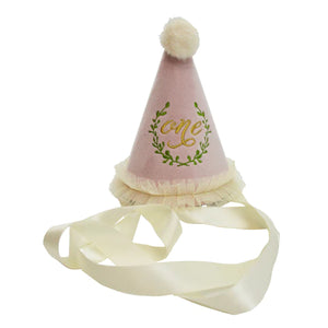 FIRST BIRTHDAY PARTY HAT - PINK