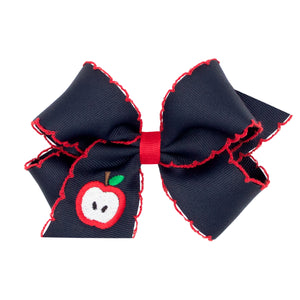 Navy Medium Moonstitch Apple Bow
