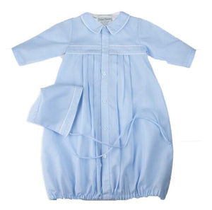 Blue Boys Dot Embroidered Take Me Home Gown with Hat