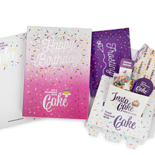 Happy Birthday Pink Cake Card -Chocolate