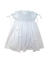 Heirloom Smocked Dress - White Batiste w/ Pink & Blue