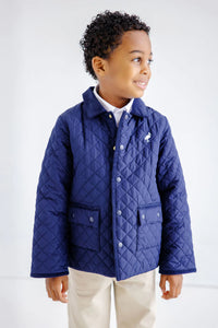 Caldwell Quilted Coat Nantucket Navy With Palmetto Pearl Stork