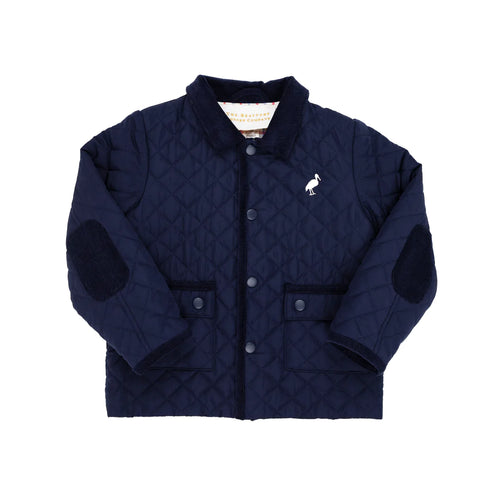 Caldwell Quilted Coat Nantucket Navy With Palmetto Pearl Stork
