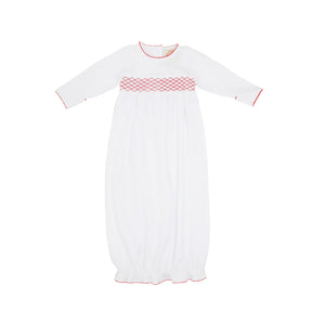 Sweetly Smocked Greeting Gown (Boy) Worth Avenue White With Richmond Red