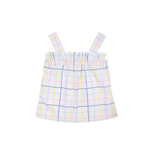 Layne's Ladies Top (Ladies) Water Street Windowpane with Hamptons Hot Pink