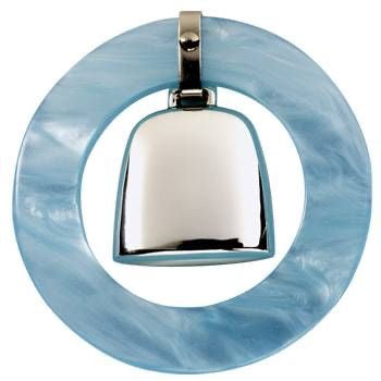 Silver Teething Rattle, Blue