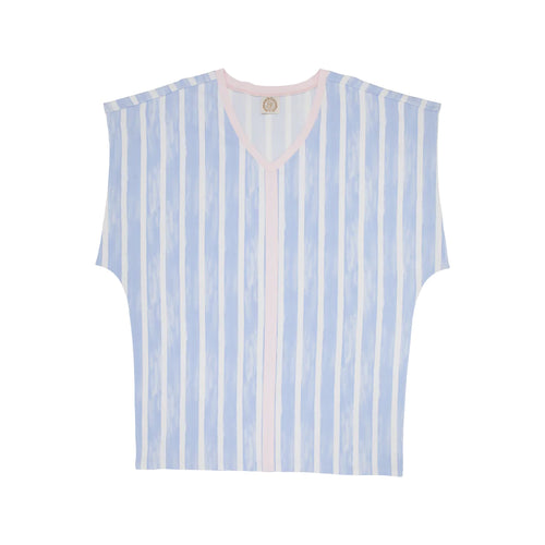 Colada Cover Up (Ladies) Sea Wall Stripe With Palm Beach Pink