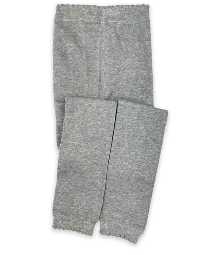 Jefferies Socks Scalloped Pima Cotton Footless Tights, Grey Heather