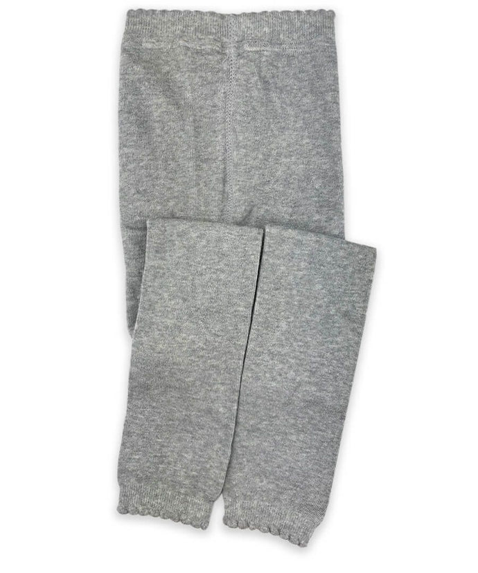 Jefferies Socks Scalloped Pima Cotton Footless Tights, Grey Heather