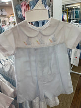 Blue Embroidered Bunny Romper
