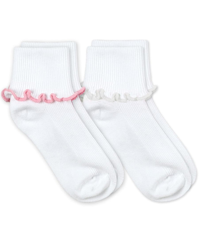 2221 Ripple Edge Smooth Toe Turn Cuff Socks 2 Pair Pack