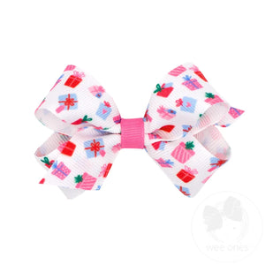 Mini Christmas Presents Print Grosgrain Bow