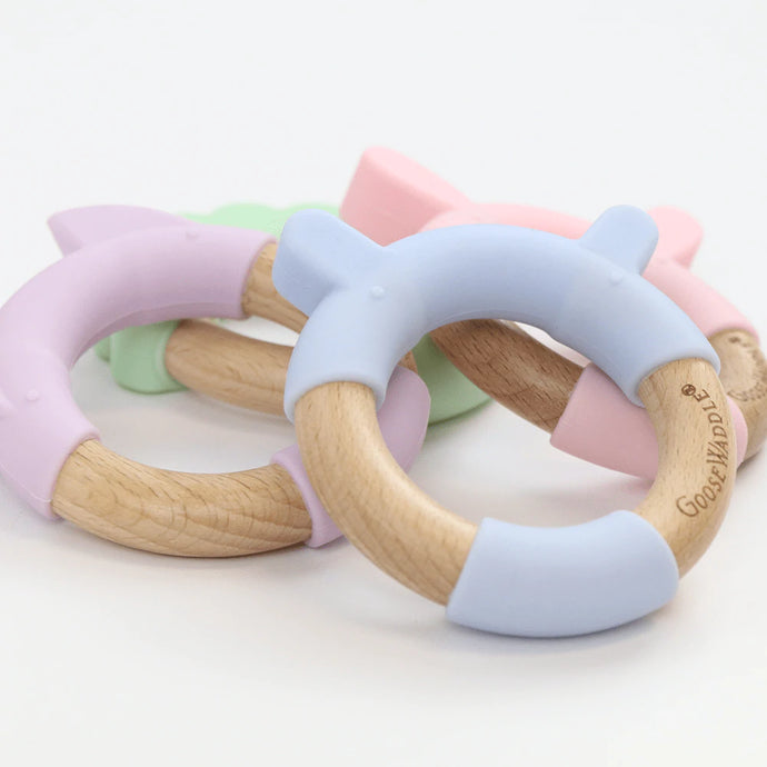 Blue Bear Silicone + Wood Teether