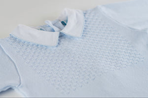 Knit Two Piece Pique Collar & Hat, Blue