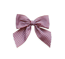 Gingham Sailor Bow, Snap Clip, Burgundy