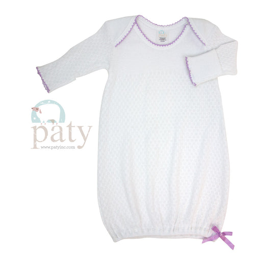 Paty Lap Shoulder Gown White with Lavender