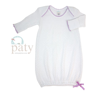 Paty Lap Shoulder Gown White with Lavender