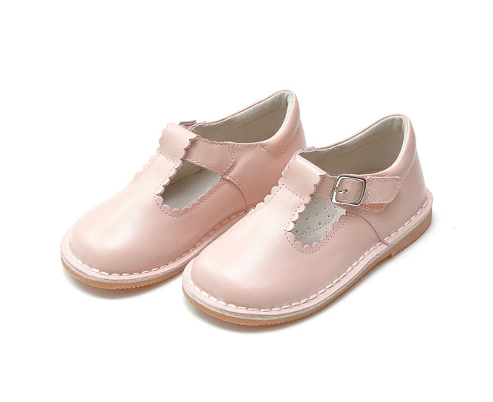Selina Scalloped T-Strap Mary Jane, Pink