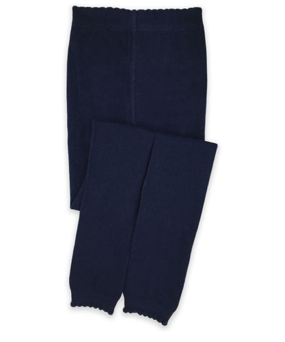 Jefferies Socks Scalloped Pima Cotton Footless Tights, Navy
