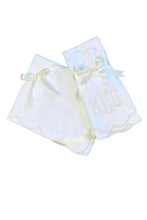 Scalloped Bib and Burp Set, Ecru