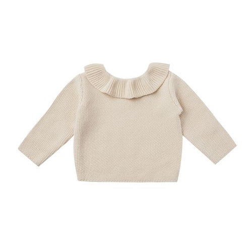 Ruffle Collar Knit Sweater + Knit Bloomer, Natural