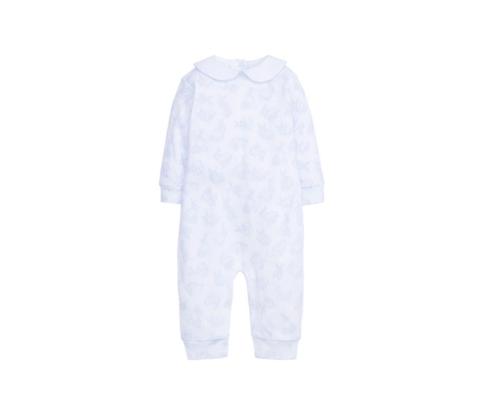 Boy Printed Playsuit, Blue Bunny
