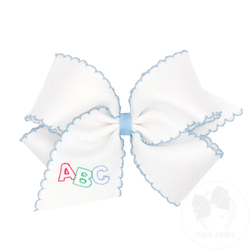 King Moonstitch School Bow, Blue ABC