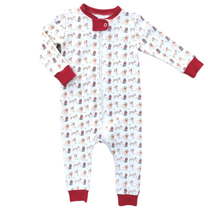 Christmas Puppy Zipper Footie 3m