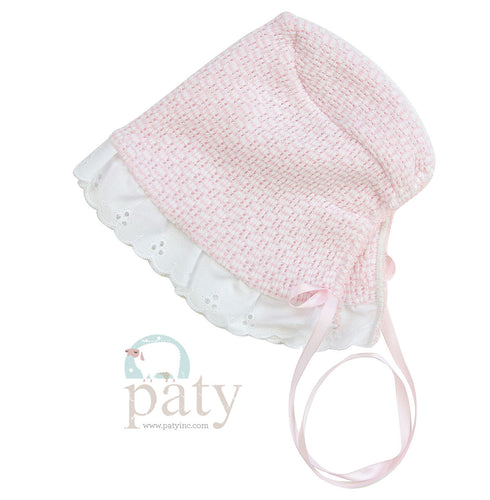 Pink bonnet With Eyelet trim