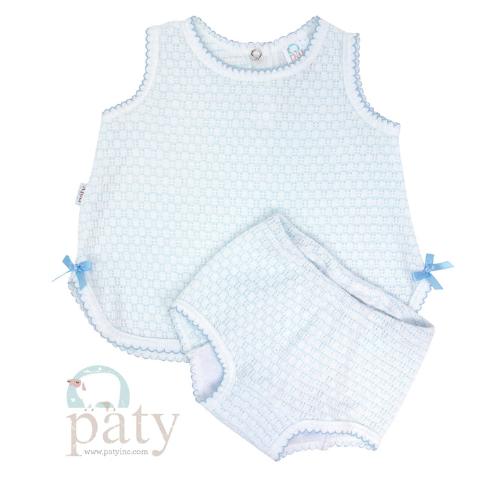 Blue Sleeveless Diaper Set