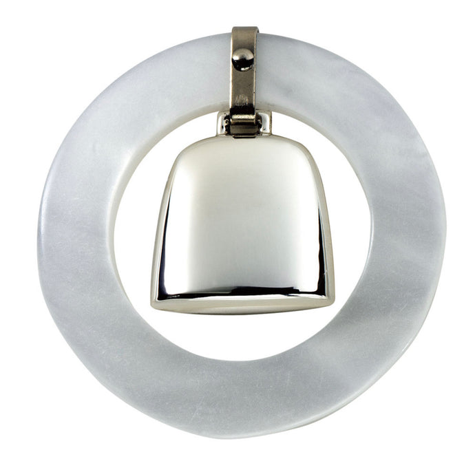 Silver Teething Rattle, White