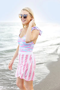 Wrap Song Sarong (Ladies) Hamptons Hot Pink Stripe