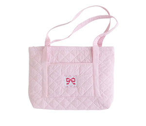 Pink Bow Quilted Luggage