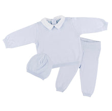 Knit Two Piece Pique Collar & Hat, Blue