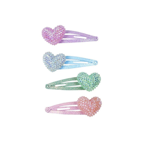 SPARKLE HEART BOBBLE HAIR CLIPS